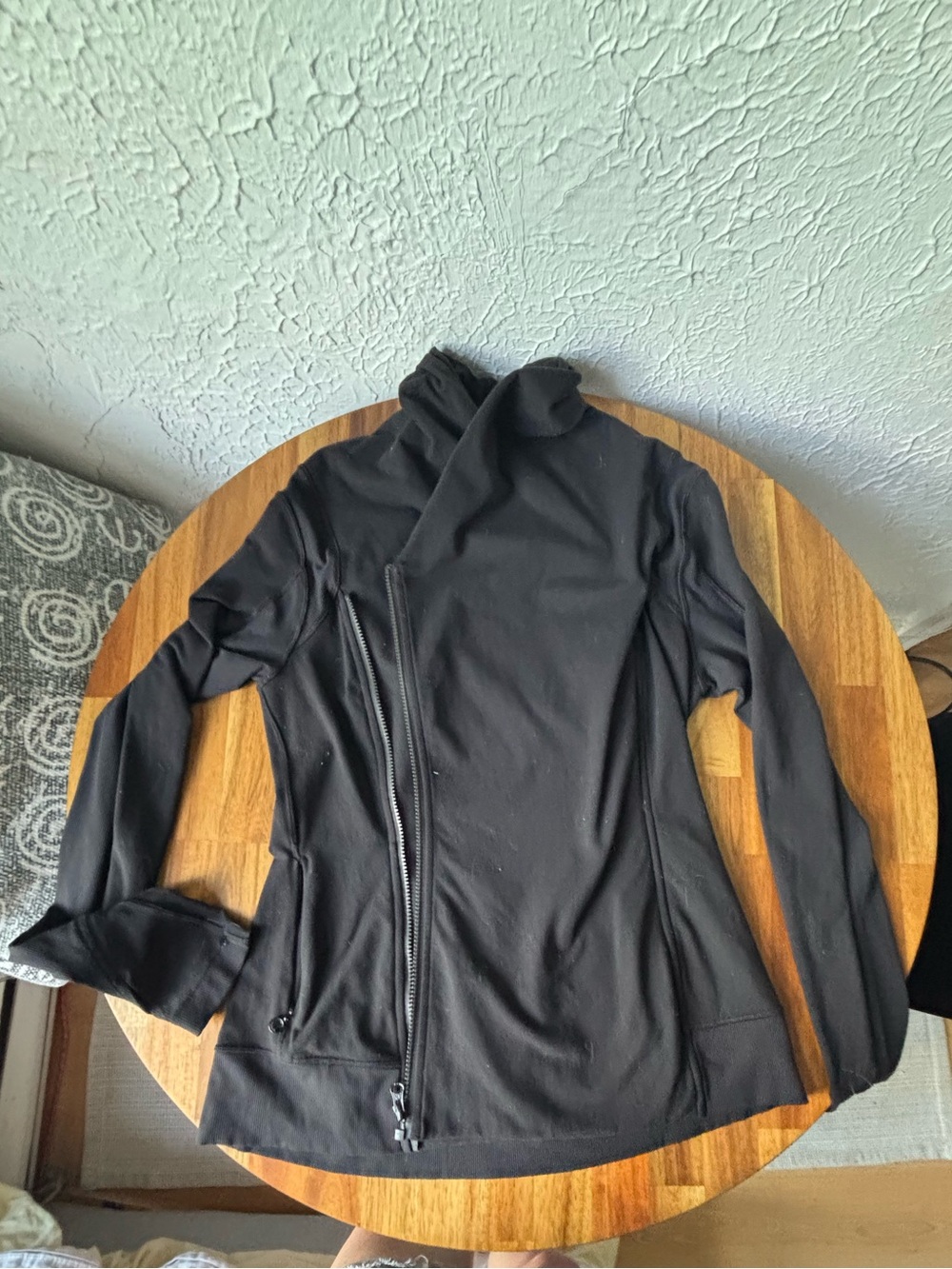 lululemon athletica Black Asymmetrical Zip Jacket with Thumbhole Cuffs